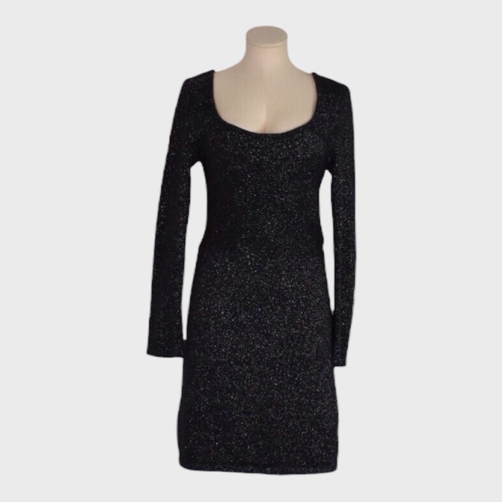 WHBM Metallic Shimmer Long Sleeve Sweater Dress